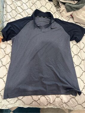 Nike blue dri fit golf polo large